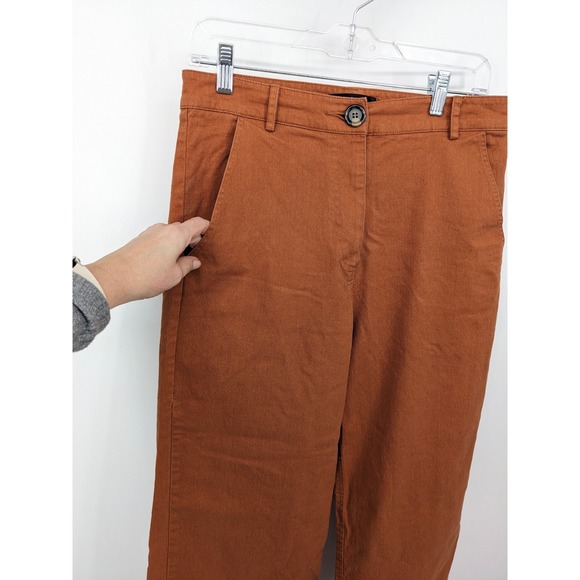 ABLE Francis Wide Leg Pants Womens 10 Rust Orange Cropped High Rise Twill Casual - Picture 3 of 10